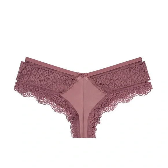💖 Rose Taupe Banded Leopard Lace Cheeky Panty - Picture 2 of 8